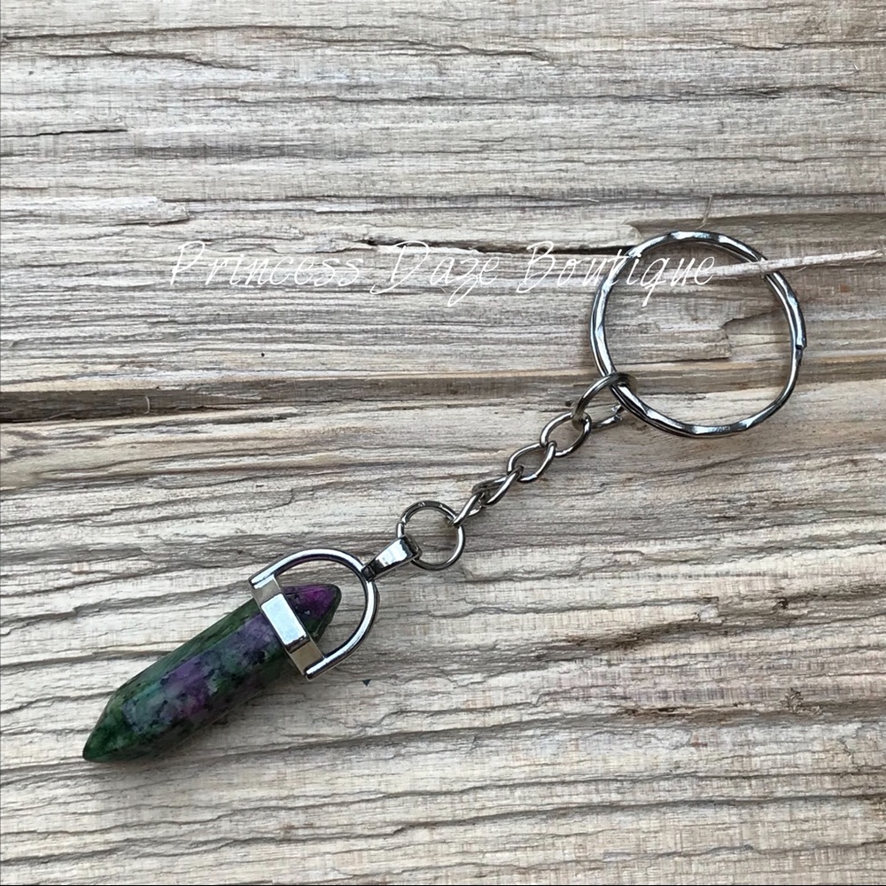 Ruby Zoisite Natural Stone‎ Pendant Keychain
